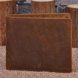 Men Vintage Leather Wallet Crazy Horse Slim Money Purse