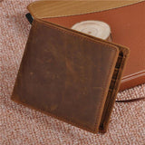 Men Vintage Leather Wallet Crazy Horse Slim Money Purse