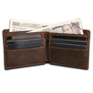 Men's RFID Crazy Horse Leather Wallet Short Purse Casual Carteira Masculina
