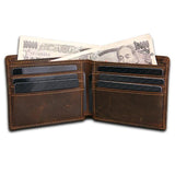 Men's RFID Crazy Horse Leather Wallet Short Purse Casual Carteira Masculina