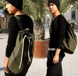 Men Canvas Drawstring Backpack Bucket Bag Unisex Fashionable Sling Backpack