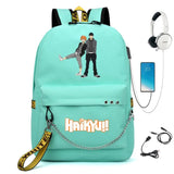 Anime Haikyuu Print Knapsack Student Casual Book Bag USB Schoolbag Backpack