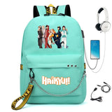 Anime Haikyuu Print Knapsack Student Casual Book Bag USB Schoolbag Backpack