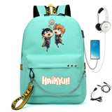 Anime Haikyuu Print Knapsack Student Casual Book Bag USB Schoolbag Backpack