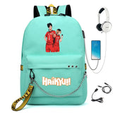 Anime Haikyuu Print Knapsack Student Casual Book Bag USB Schoolbag Backpack