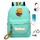 Anime Haikyuu Print Knapsack Student Casual Book Bag USB Schoolbag Backpack