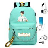 Anime Haikyuu Print Knapsack Student Casual Book Bag USB Schoolbag Backpack