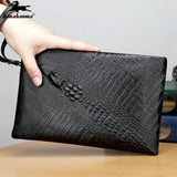 Crocodile-pattern Men's Wallet High-Capacity Business Zipper Long Wallet
