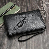 Crocodile-pattern Men's Wallet High-Capacity Business Zipper Long Wallet