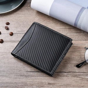 RFID Anti-Magnetic Carbon Fiber Leather Wallet for Men