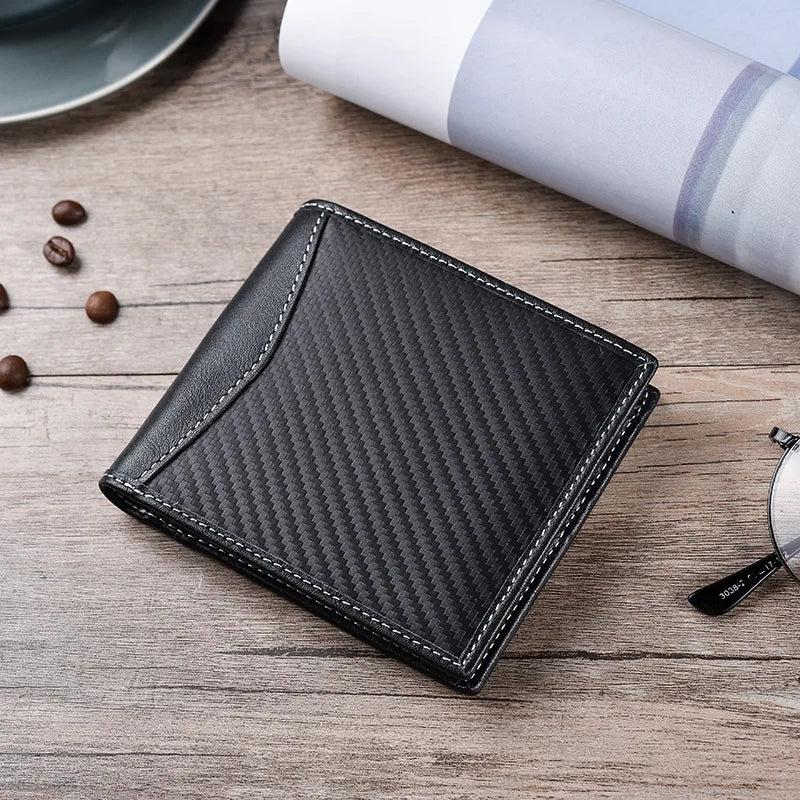 RFID Anti-Magnetic Carbon Fiber Leather Wallet for Men