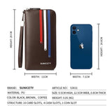 Men long wallet PU leather slot zippered mobile phone bag