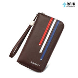 Men long wallet PU leather slot zippered mobile phone bag