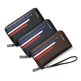 Men long wallet PU leather slot zippered mobile phone bag
