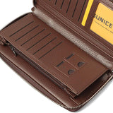 Men long wallet PU leather slot zippered mobile phone bag