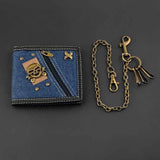 Hip-Hop Rock Skull Cowboy Zipper Wallet with Chain