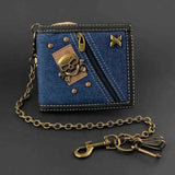 Hip-Hop Rock Skull Cowboy Zipper Wallet with Chain