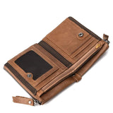 Anti RFID Double Zipper Wallets Crazy Horse Leather Men's Wallet