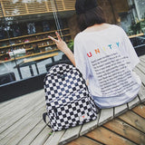 Joker Casual Canvas Backpack Plaid Zipper School Bag