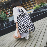 Joker Casual Canvas Backpack Plaid Zipper School Bag