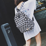 Joker Casual Canvas Backpack Plaid Zipper School Bag