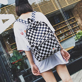 Joker Casual Canvas Backpack Plaid Zipper School Bag