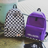 Joker Casual Canvas Backpack Plaid Zipper School Bag