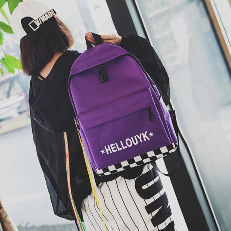 Joker Casual Canvas Backpack Plaid Zipper School Bag
