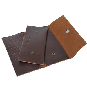 Crazy Horse Leather Long Wallet Large Capacity Clutch Bag