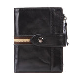 Men's Double Zipper Oil Wax Leather Wallet Coin Purse