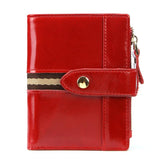 Men's Double Zipper Oil Wax Leather Wallet Coin Purse
