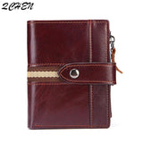 Men's Double Zipper Oil Wax Leather Wallet Coin Purse