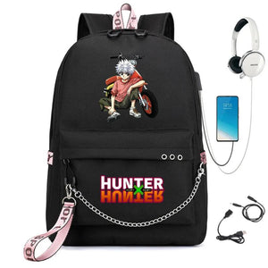 Anime Hunter Nylon Backpack Schoolbag Casual USB Charge Cartoon Teenger T
