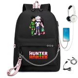 Anime Hunter Nylon Backpack Schoolbag Casual USB Charge Cartoon Teenger T