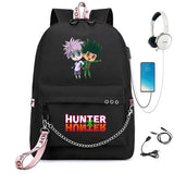 Anime Hunter Nylon Backpack Schoolbag Casual USB Charge Cartoon Teenger T