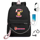 Cardcaptor Sakura Nylon Backpack Schoolbag USB Charge Teenger Travel Laptop Bag