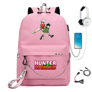 Anime Hunter Hunter Nylon Backpack Casual USB Charge Schoolbag Packsack