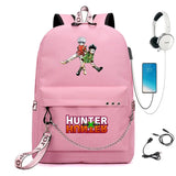 Anime Hunter Hunter Nylon Backpack Casual USB Charge Schoolbag Packsack