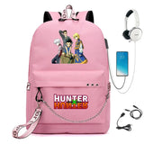 Anime Hunter Hunter Nylon Backpack Casual USB Charge Schoolbag Packsack