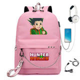Anime Hunter Hunter Nylon Backpack Casual USB Charge Schoolbag Packsack