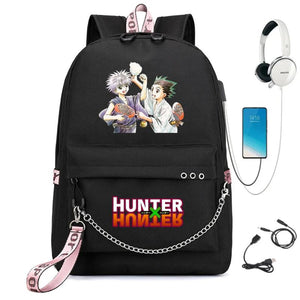 Anime Hunter Hunter Nylon Backpack Casual USB Charge Schoolbag Packsack