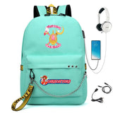 Cardcaptor Sakura Nylon Backpack Casual USB Charge Schoolbag Packsack Cartoon