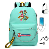 Cardcaptor Sakura Nylon Backpack Casual USB Charge Schoolbag Packsack Cartoon
