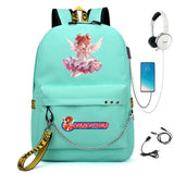 Cardcaptor Sakura Nylon Backpack Casual USB Charge Schoolbag Packsack Cartoon