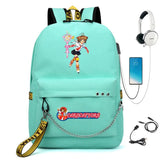 Cardcaptor Sakura Nylon Backpack Casual USB Charge Schoolbag Packsack Cartoon