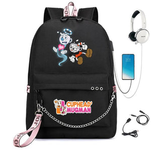 Cuphead Nylon Backpack Cartoon Student Teenager Schoolbag