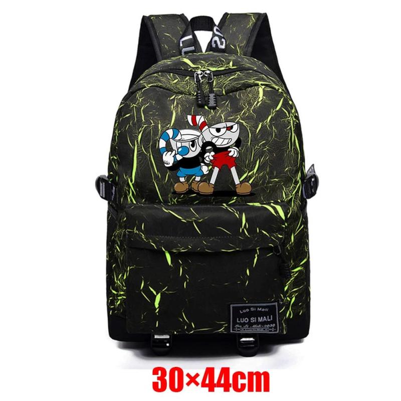 Cuphead Teenager Fabric Backpack Zipper Schoolbag Unisex Mochila