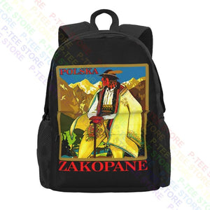 Zakopane Poland 01 Large Capacity Backpack Vintage Art Print