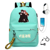 Jujutsu Kaisen Print Knapsack Schoolbag USB Travel Backpack