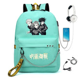 Jujutsu Kaisen Print Knapsack Schoolbag USB Travel Backpack